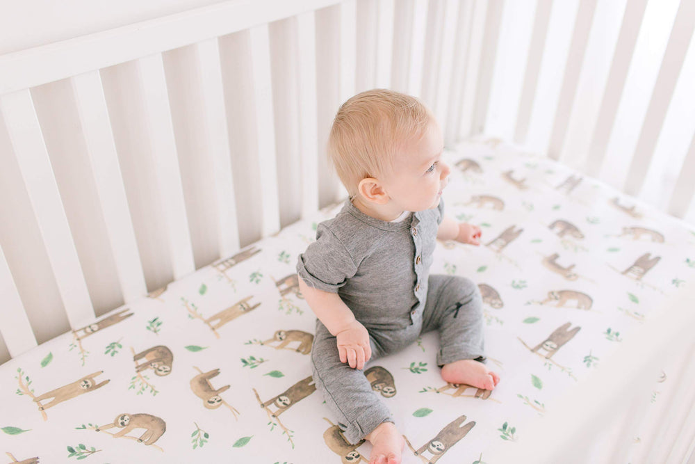 Copper Pearl Noah registry gift idea featuring premium knit crib sheet