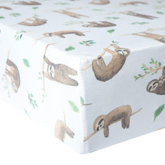 Copper Pearl Noah premium knit crib sheet close-up shows plush fabric for baby comfort