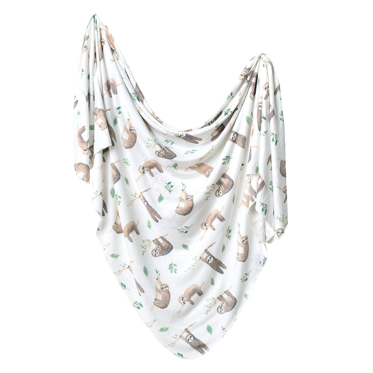 Copper Pearl Noah swaddle blanket fold shows soft premium knit fabric for easy swaddling.