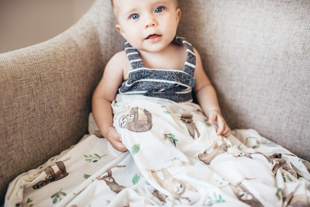 Copper Pearl Noah swaddle blanket modern design complements any nursery style.