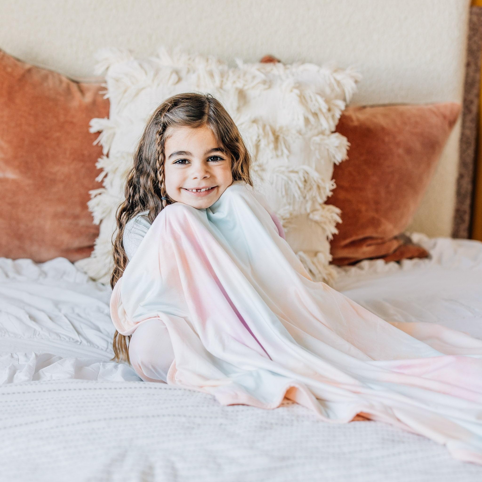 Copper Pearl Nova large premium knit quilt in nursery ambiance demonstrates all-season warmth.