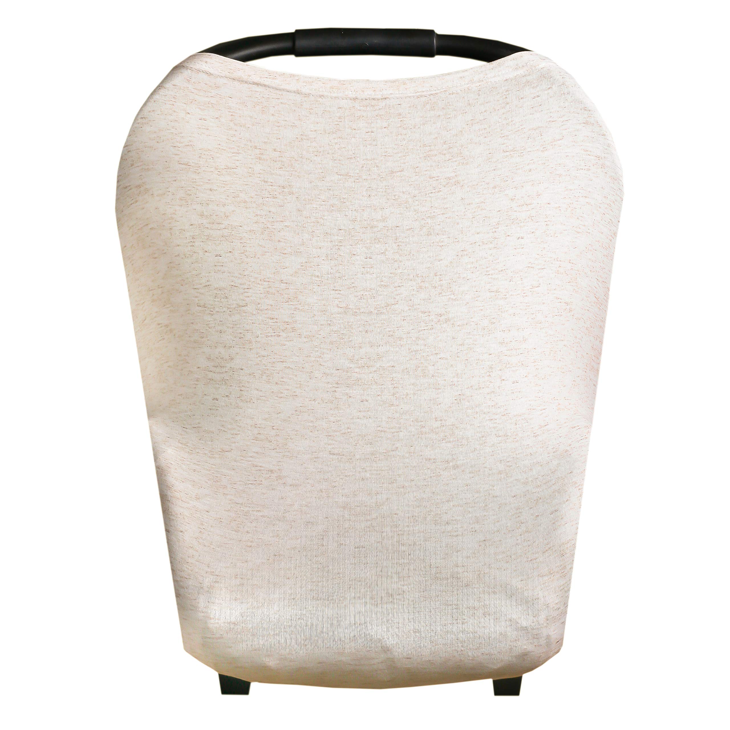 Copper Pearl oat multi-use cover drapes over car seat for sun protection on outings