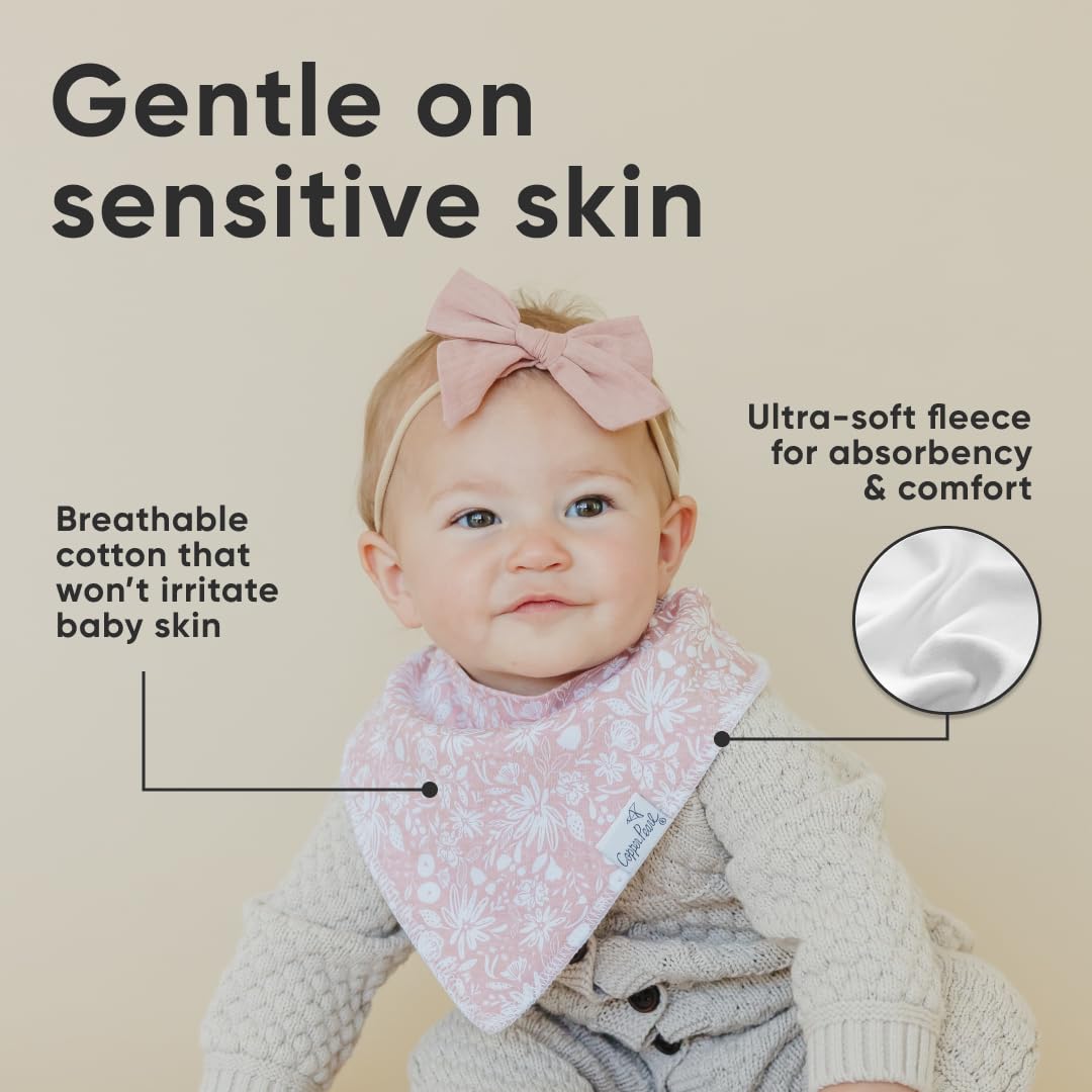 Copper Pearl olive bib fabric detail reveals breathable plush cotton.