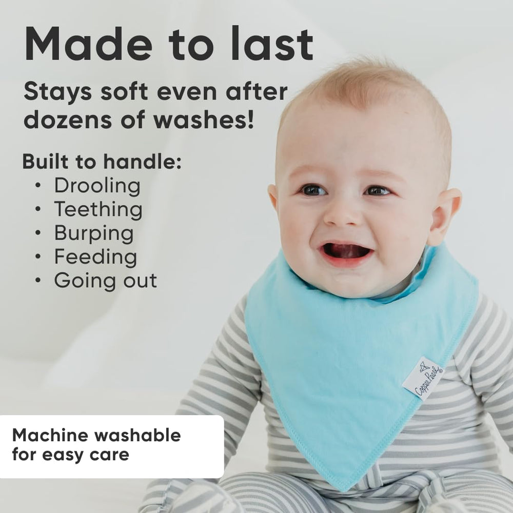 Copper Pearl Oxford 4-Pack Bibs absorbent-cotton outer keeps mess under control.