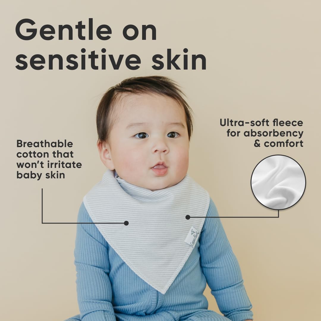 Copper Pearl Oxford 4-Pack Bibs adjustable-neck fit grows with baby.