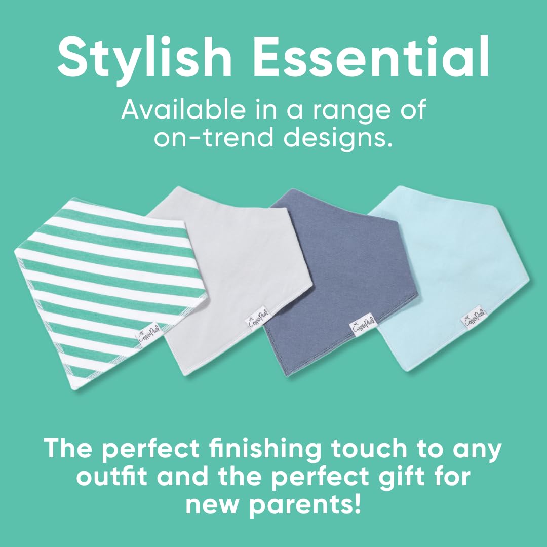 Copper Pearl Oxford 4-Pack Bibs on baby show stylish everyday wear.