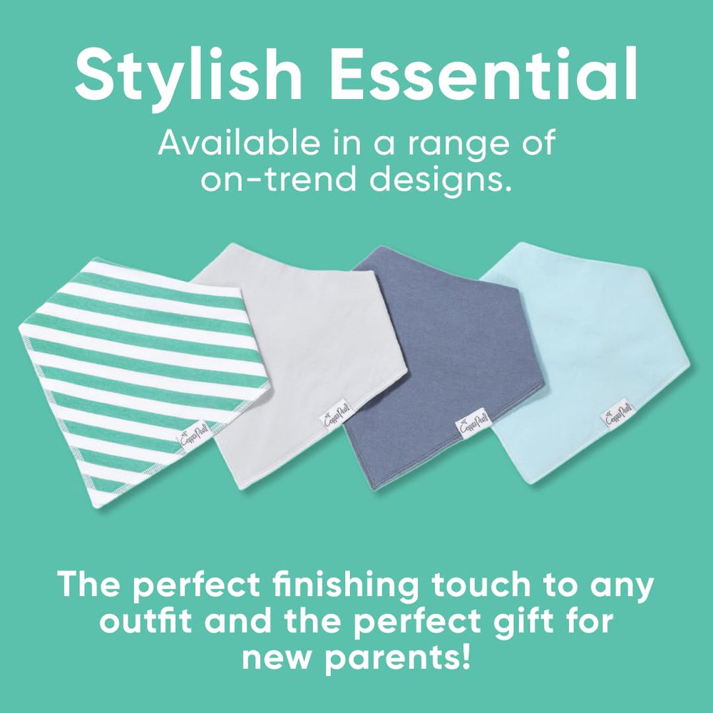 Copper Pearl Oxford 4-Pack Bibs on baby show stylish everyday wear.