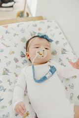 Copper Pearl pacifier clip premium knit strap pairs with any outfit for stylish baby gear.
