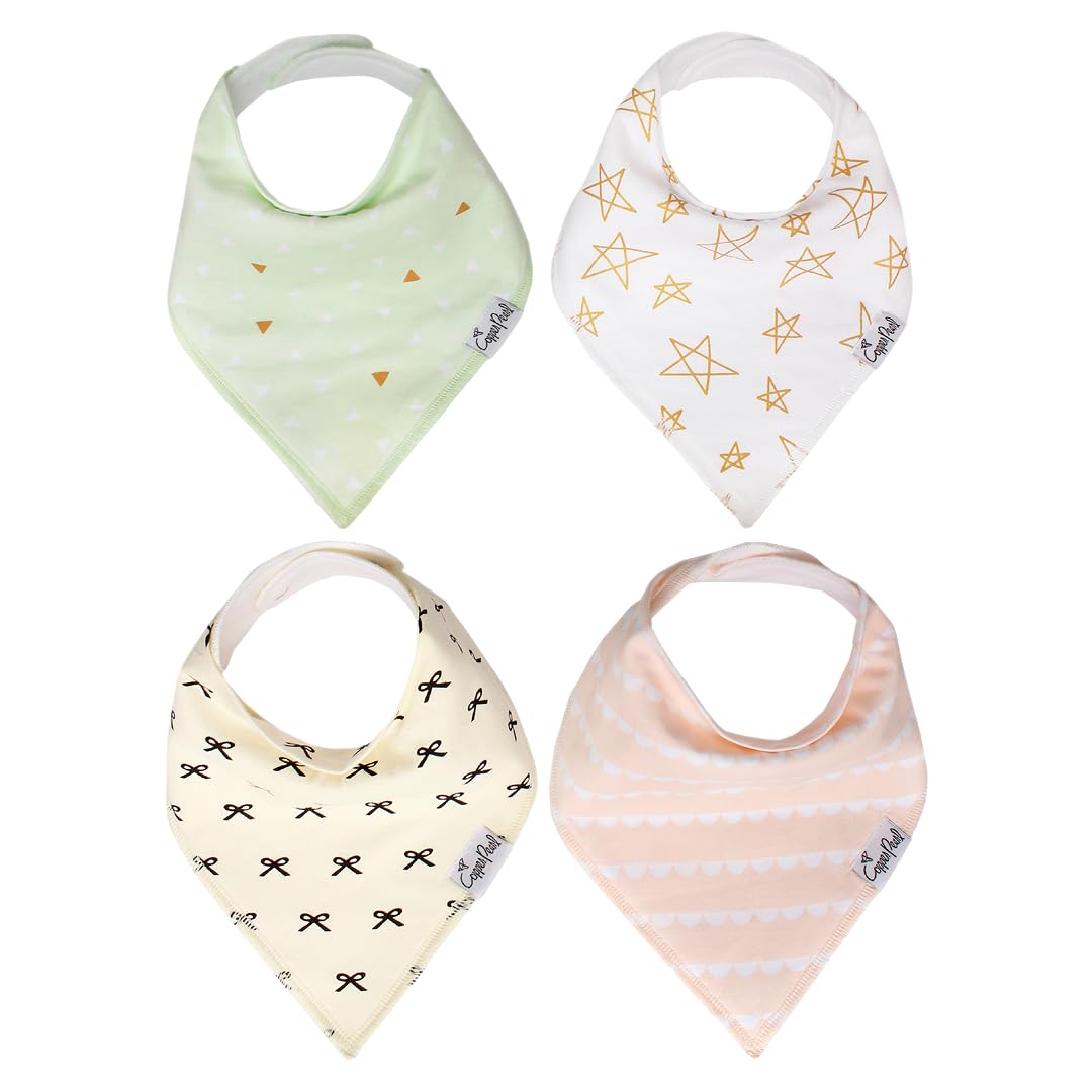 Copper Pearl Paris Set bandana bib front view shows absorbent cotton that helps keep outfits clean.