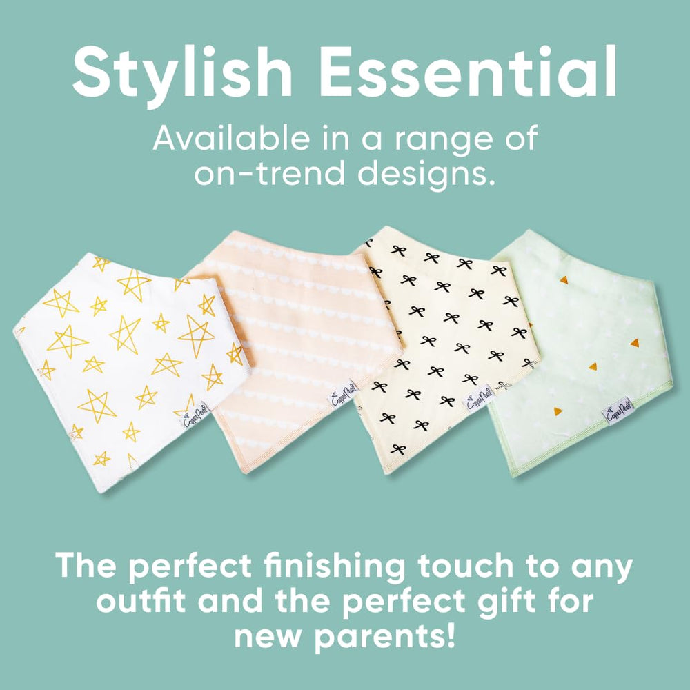 Copper Pearl Paris Set multi-use bibs; ideal as teething bibs, drool bibs, or washcloths.