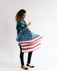 Copper Pearl Patriot infinity scarf function adds stylish multi-use for year-round wear.