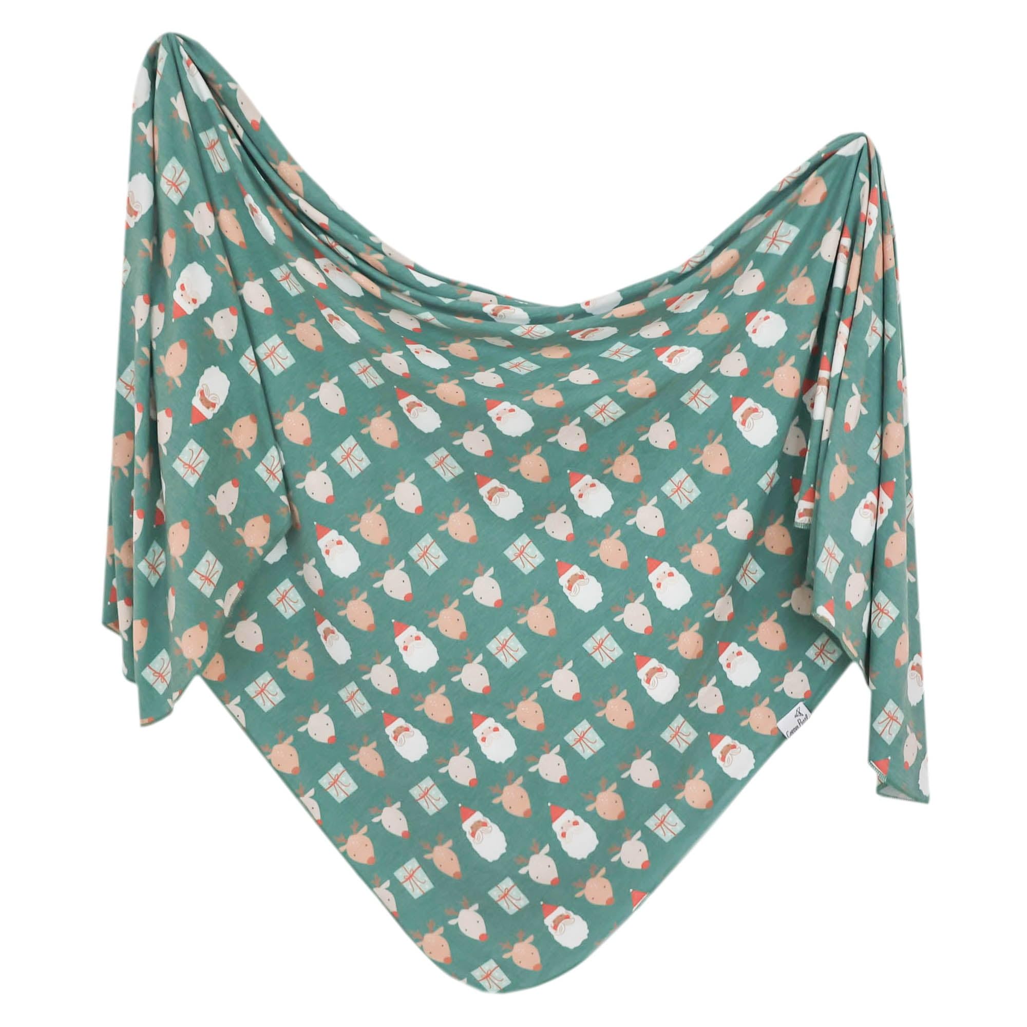 Copper Pearl Prancer swaddle blanket flat view shows knit texture and cozy warmth