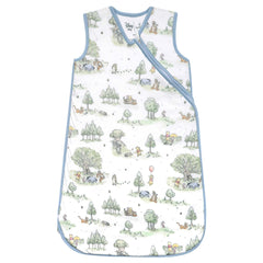 Copper Pearl premium sleep bag Hundred Acre Wood print, front view, cozy baby comfort.