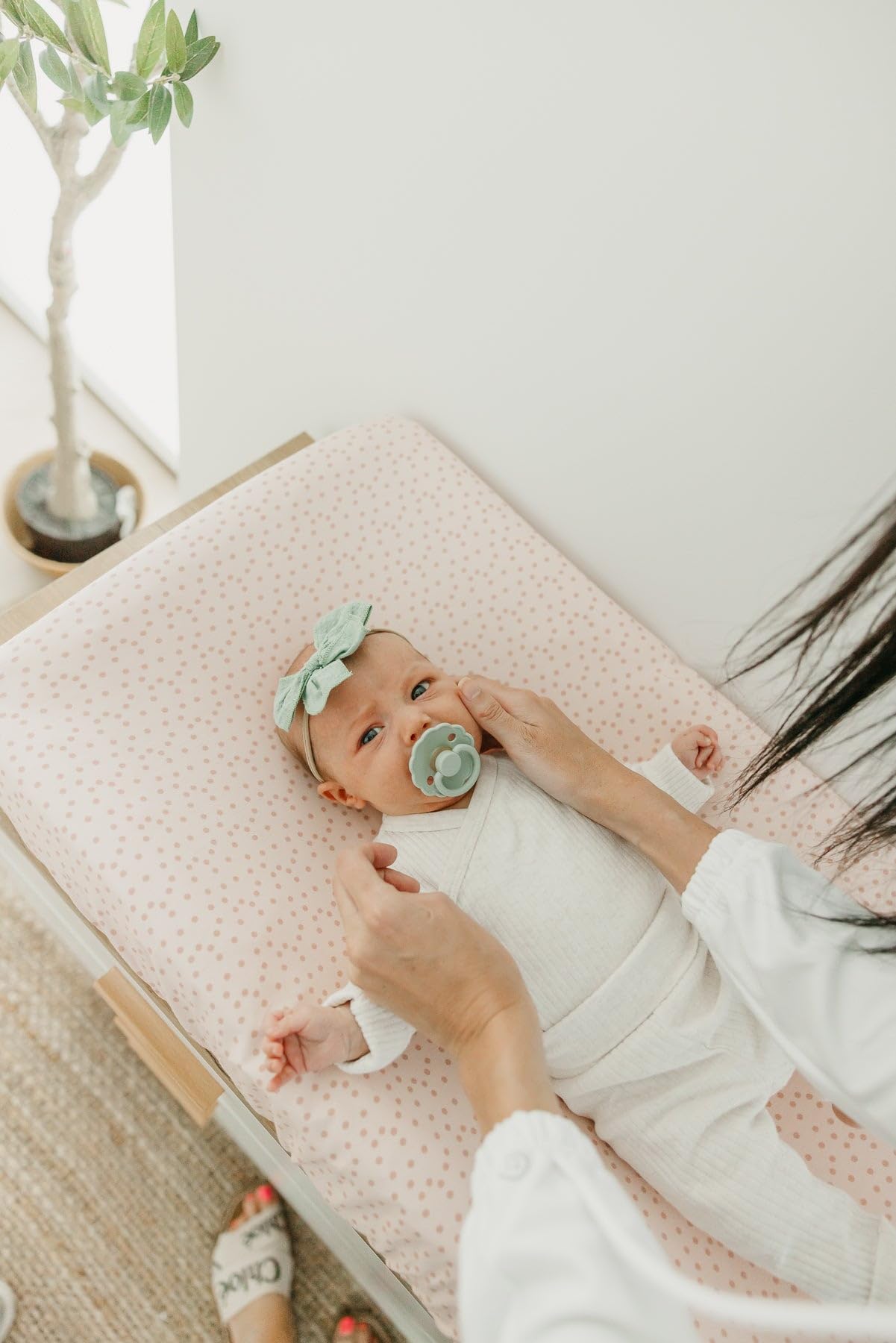 Copper Pearl gift packaging suggests a thoughtful shower gift for new parents.