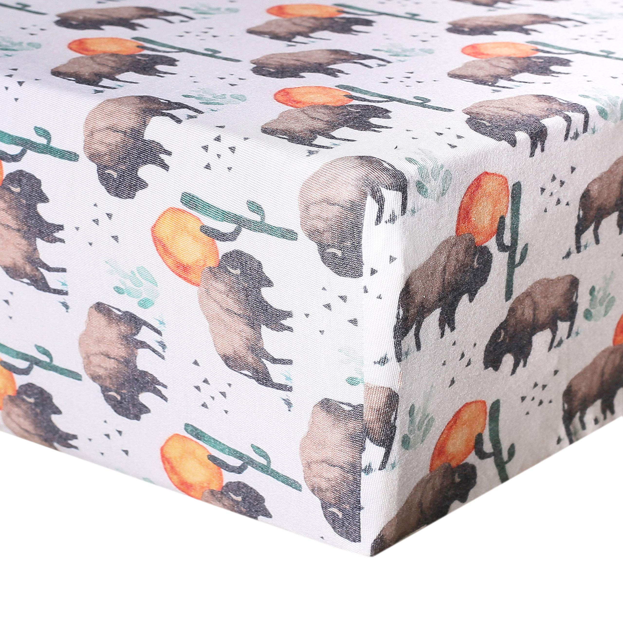 Copper Pearl premium knit crib sheet in bison closeup shows soft texture for baby comfort