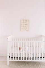 Copper Pearl crib sheet in boy-design proves vibrant nursery accents