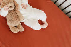 Copper Pearl Premium Knit Baby Crib Sheets Moab design adds gender-neutral nursery charm