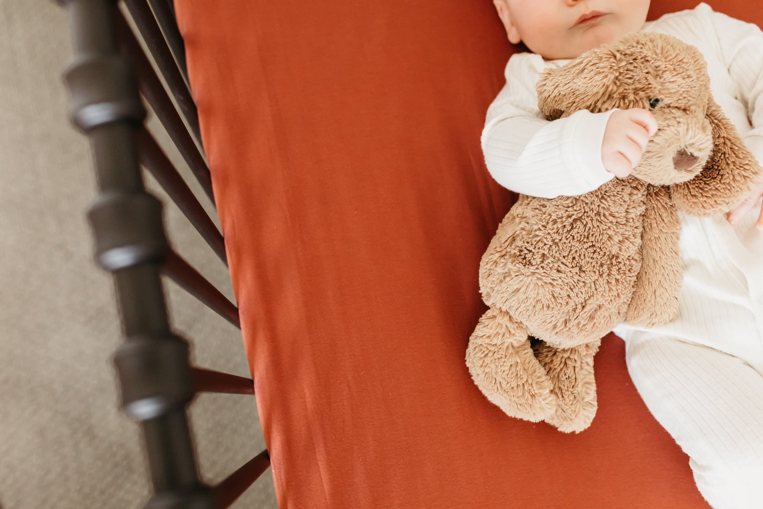 Copper Pearl Premium Knit Baby Crib Sheets gift packaging signals thoughtful baby gift