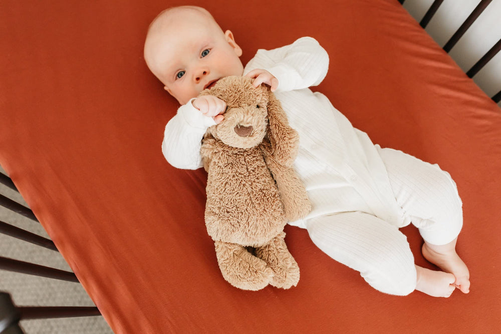 Copper Pearl Premium Knit Baby Crib Sheets stay soft wash after wash