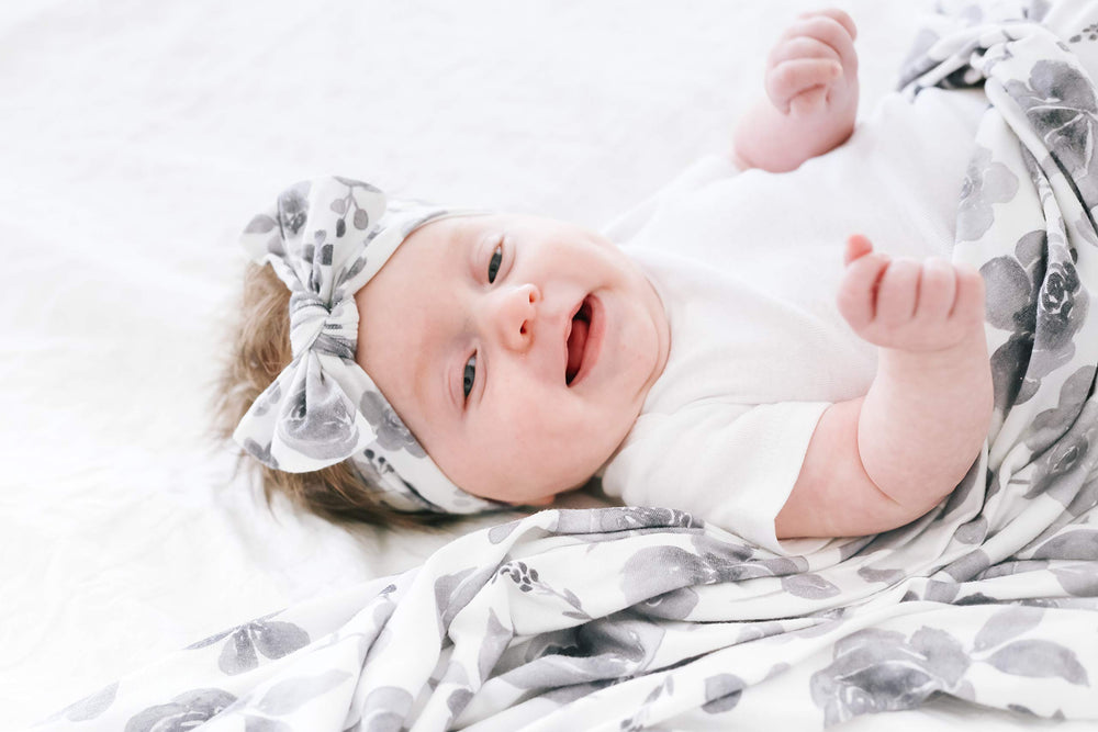 Copper Pearl Rowan bows coordinated style pairs with swaddles and car seat covers