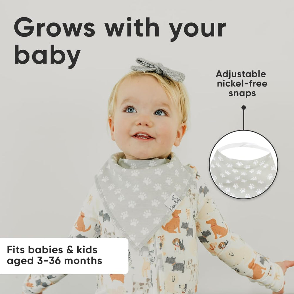 Copper Pearl Rufus bib fashion-prints elevate outfits while keeping babies dry