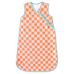 Copper Pearl sleep bag 3-layer knit Mickey Mouse Check top view offers cozy safety.