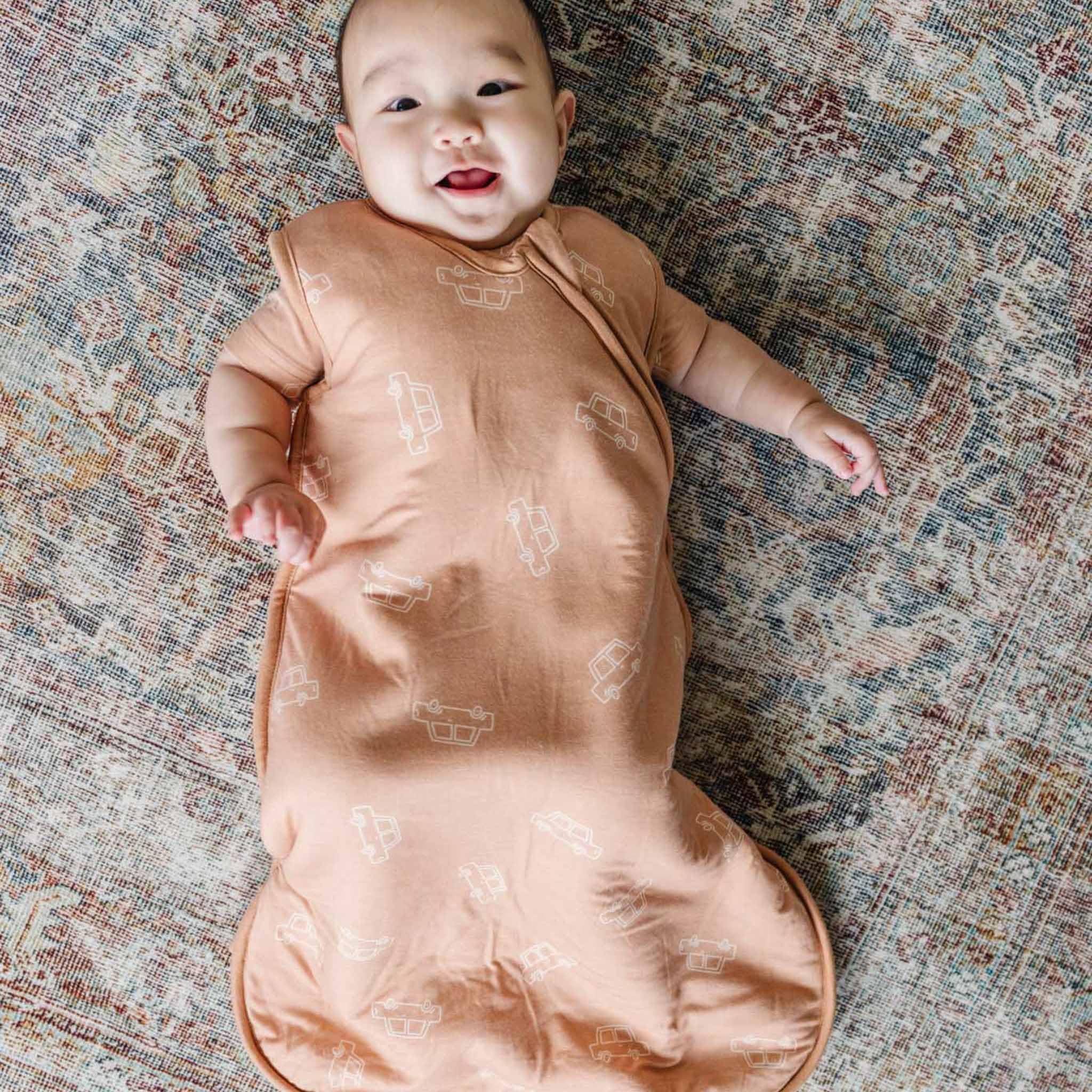 Copper Pearl sleep bag features tag-free neck for comfortable, irritation-free wear.