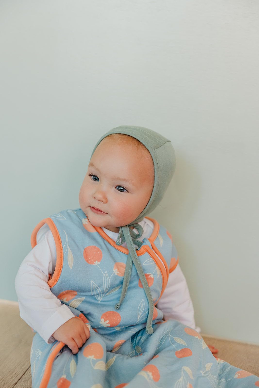 Copper Pearl Sleep Sack zipper cover protects delicate skin while baby naps