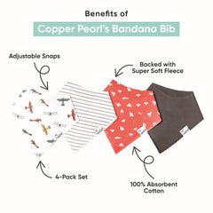 Copper Pearl bib close-up reveals soft organic cotton for gentle skin-friendly comfort.