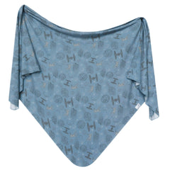 Copper Pearl Starships blanket swaddle closeup showing premium knit softness for gentle wrapping
