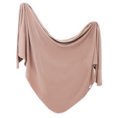 Copper Pearl swaddle blanket pecan folded for easy warmth and storage.