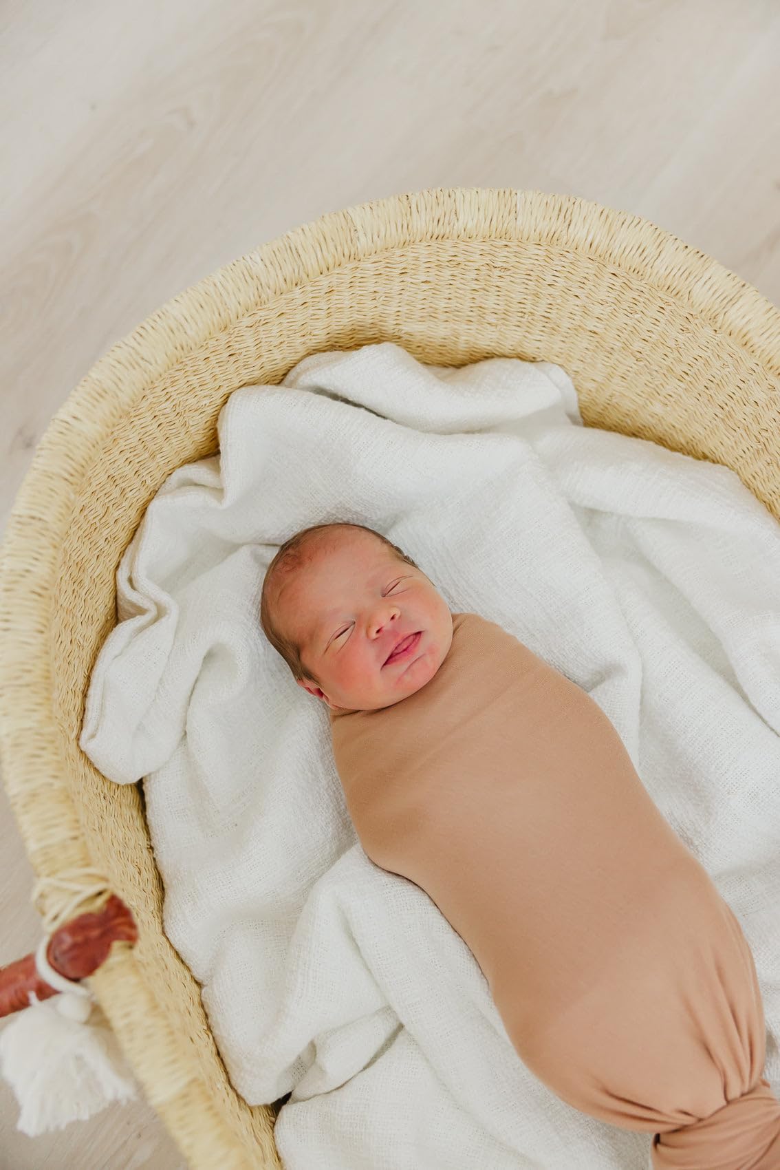 Copper Pearl swaddle blanket pecan open layout shows generous 46x46 inches.