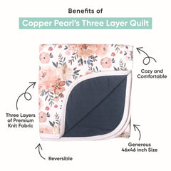 Copper Pearl bloom blanket spread on crib showing cozy nap readiness