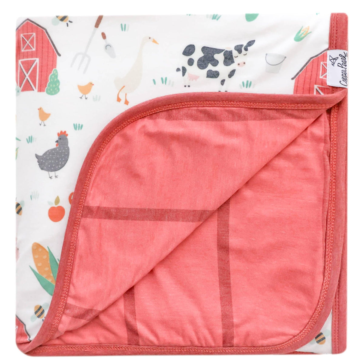 Copper Pearl Farmstead blanket fold offers cozy cushioning for naps.