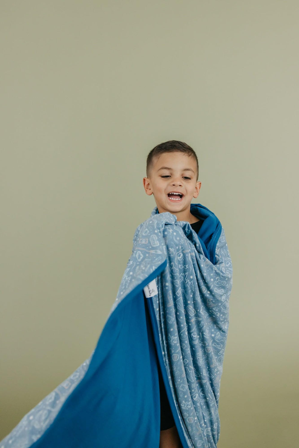 Copper Pearl modern pattern close-up highlights design versatility with boys and girls outfits.
