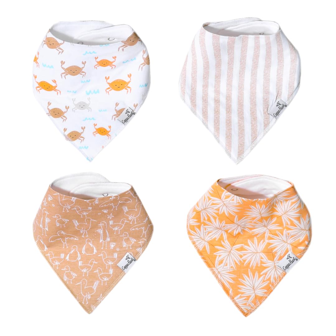 Copper Pearl Tide bib front view showing ultra-soft cotton and high absorbency for drool