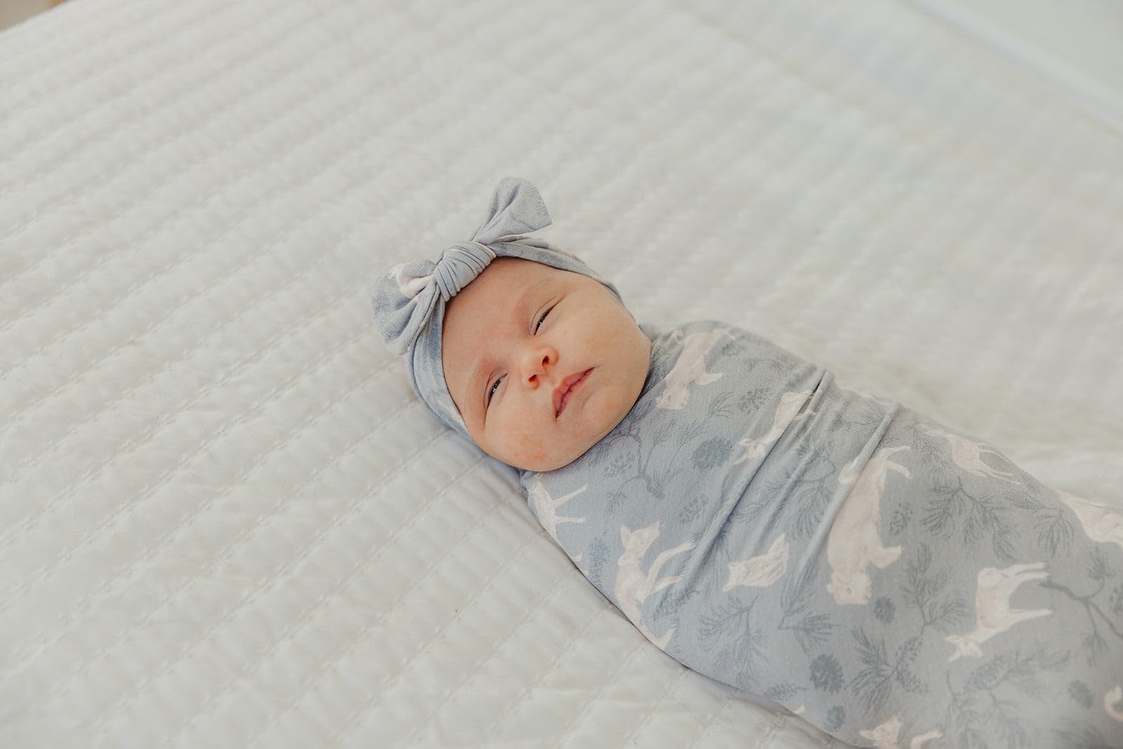 Copper Pearl Timber swaddle in stroller usage provides gentle shielding.
