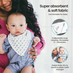 Copper Pearl bib with two adjustable snaps shows newborn-to-toddler fit.