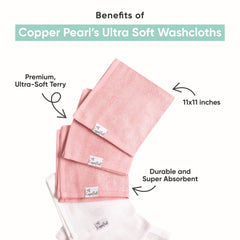 Copper Pearl washcloth ultra-soft-terry for delicate skin during bath.
