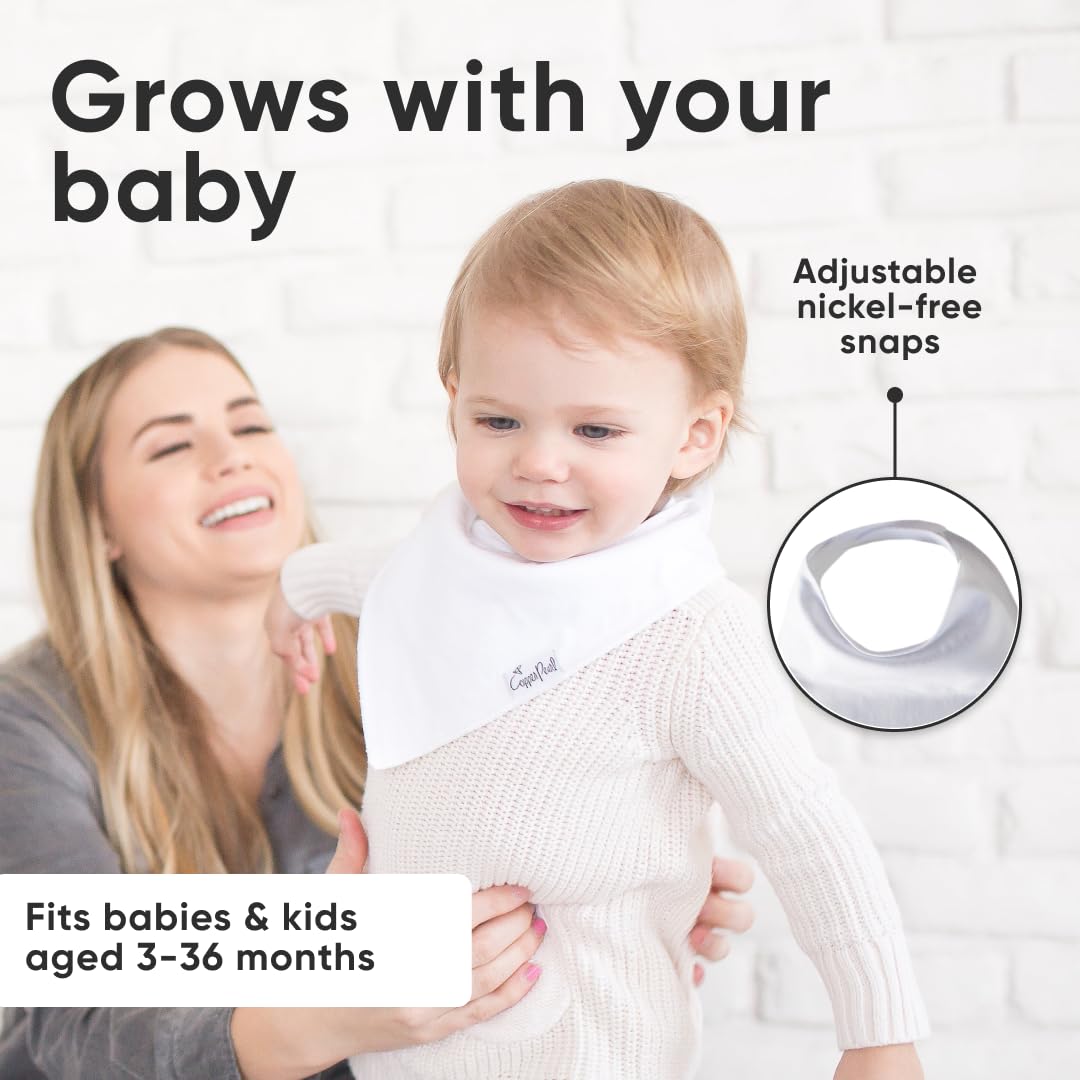 Copper Pearl White Basics snaps feature nickel-free design for gentle baby skin.