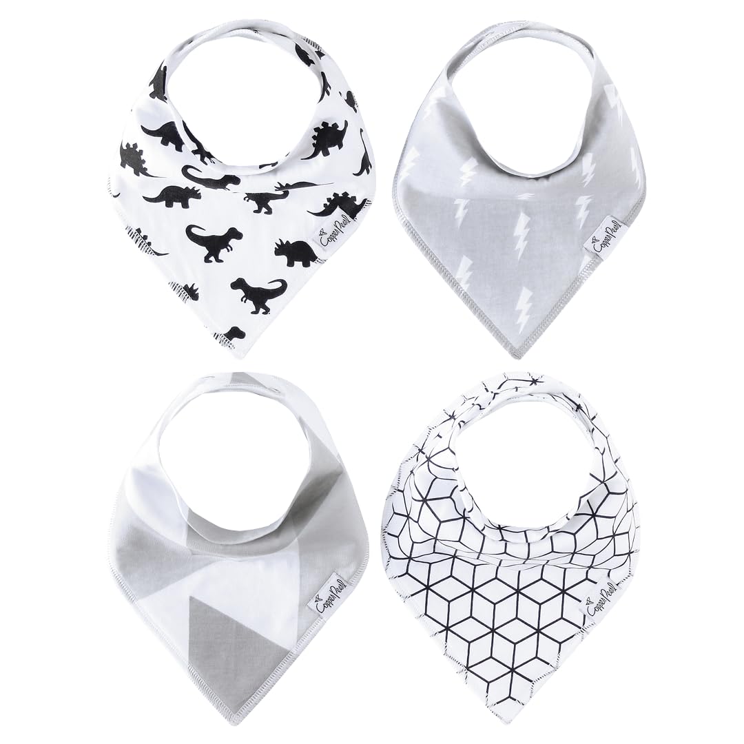 Copper Pearl Wild Set bibs with knit front provide stylish, absorbent drool protection for mess-free outfits.