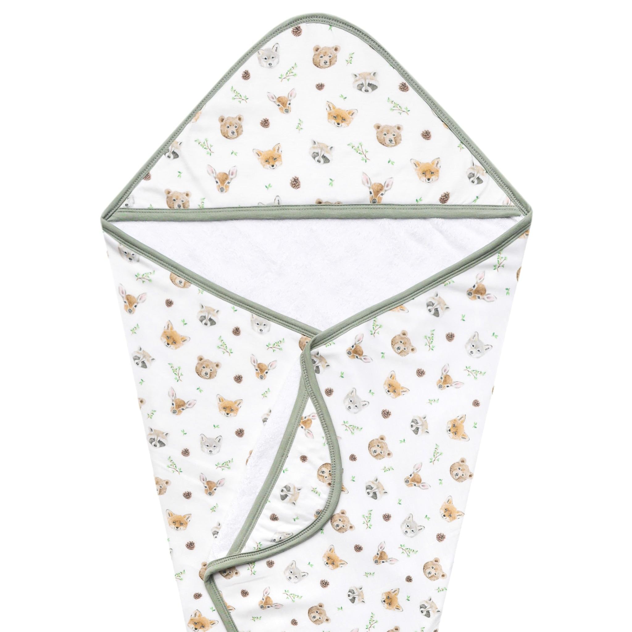 Copper Pearl Wilder knit hooded towel front view with cozy hood and pockets for bath-time warmth