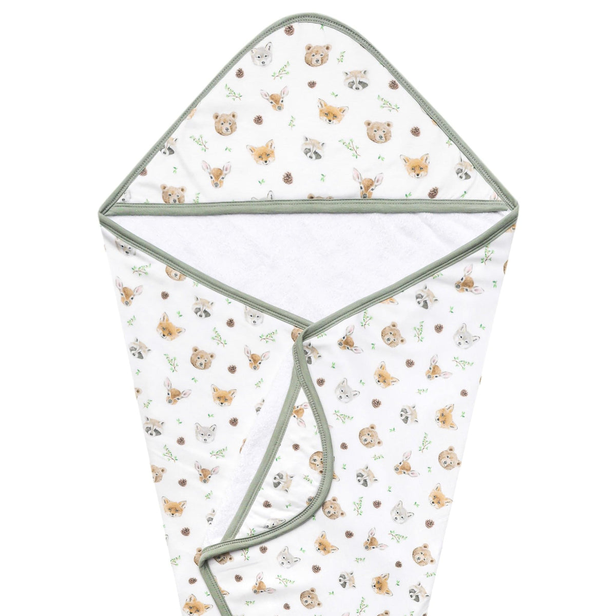 Copper Pearl Wilder knit hooded towel front view with cozy hood and pockets for bath-time warmth