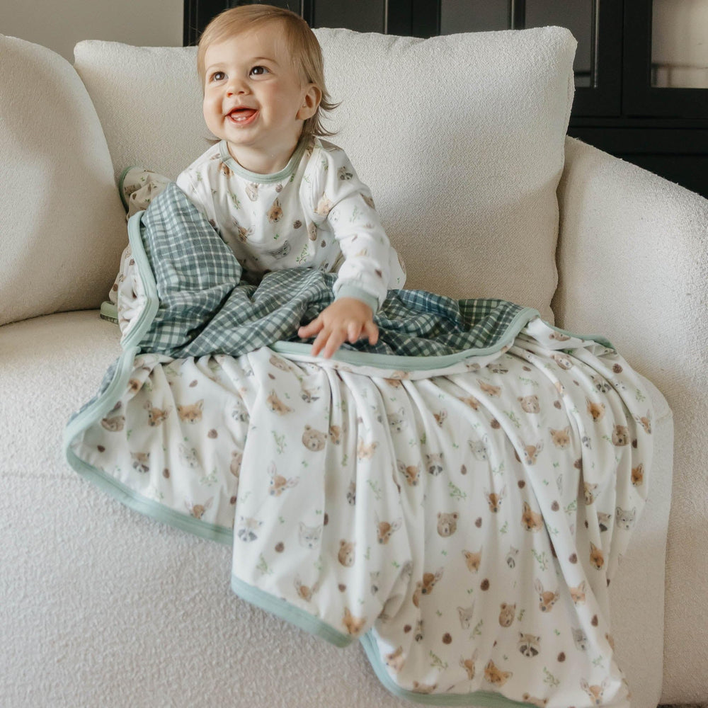 Copper Pearl Wilder quilt displayed in nursery coordinate with existing decor.