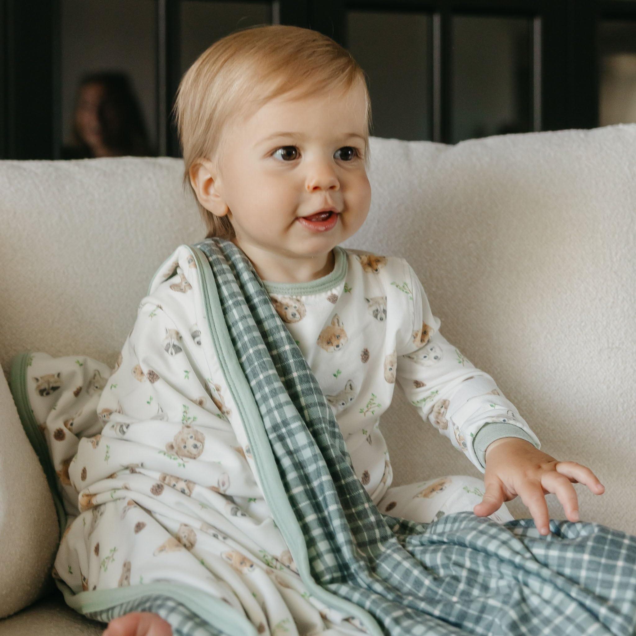 Copper Pearl Wilder design pattern showcases trendy nursery style.