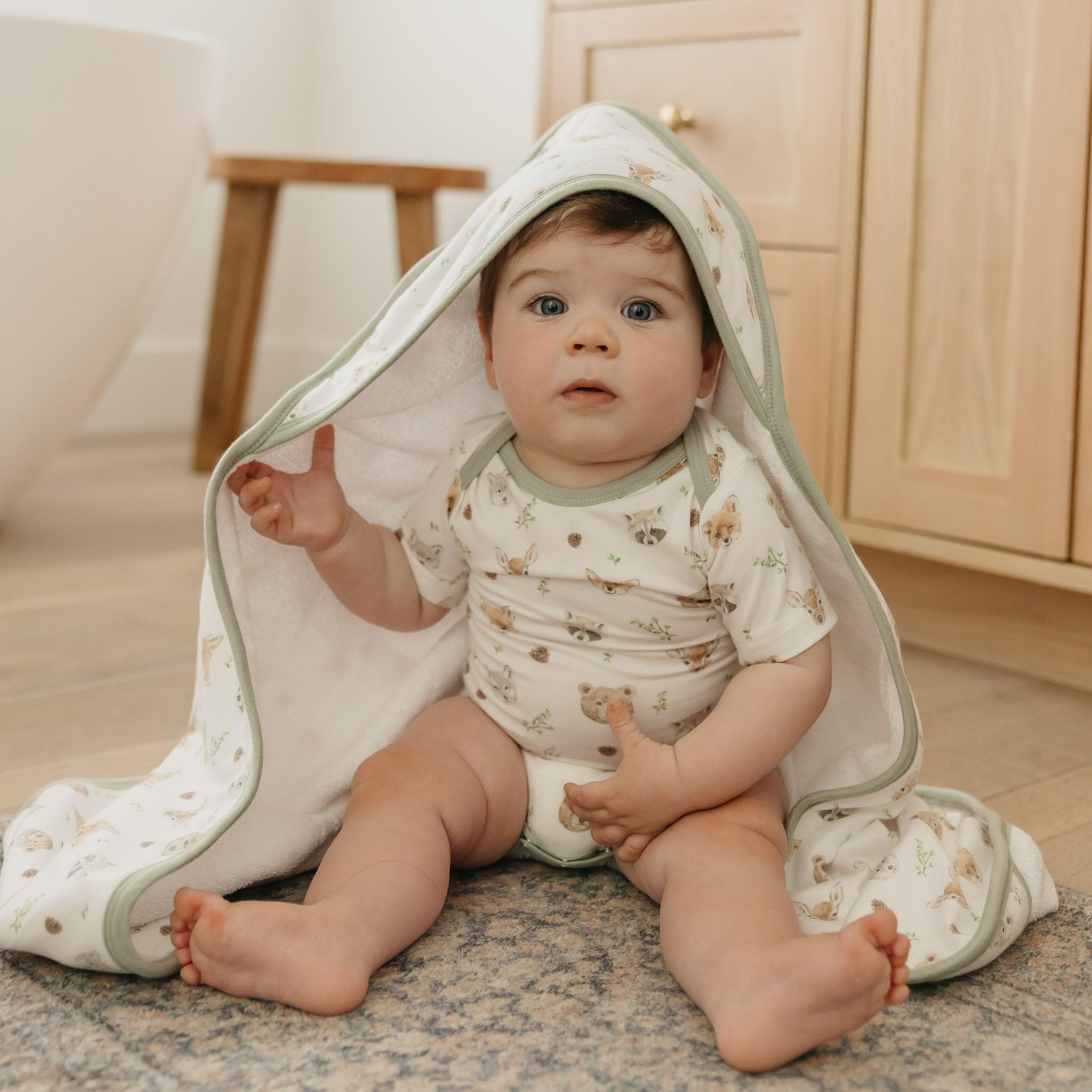 Copper Pearl Wilder towel packaged gift-ready for baby showers and gifts