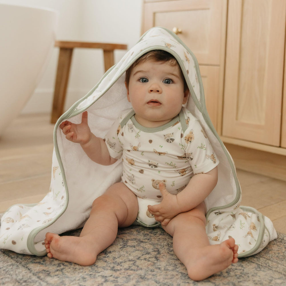 Copper Pearl Wilder towel packaged gift-ready for baby showers and gifts