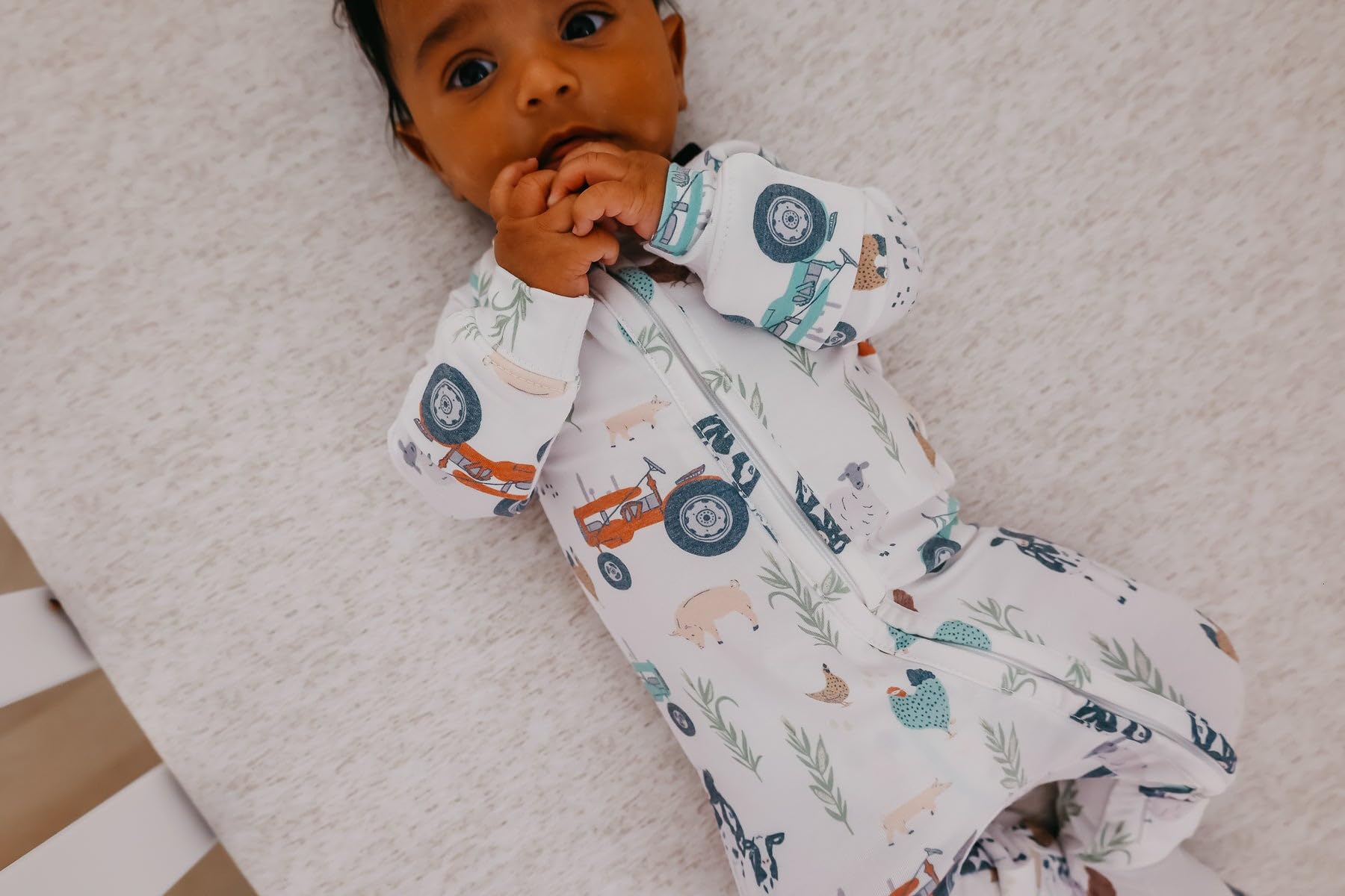Copper Pearl premium prints add stylish detail to baby sleepwear