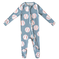 Copper Pearl zip-up footie pajama front view shows ultra-soft knit fabric for cozy sleep.