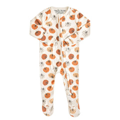 Copper Pearl zip-up footie pajama soft-fabric close-up for gentle newborn comfort.